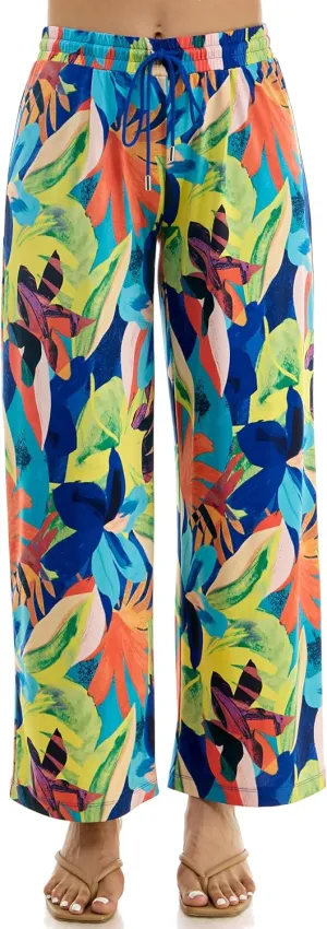 Zac & Rachel Women's Wide Leg Pull on Dty Knit Pant with Elastic Waist and Self Adjustable Tie Belt
