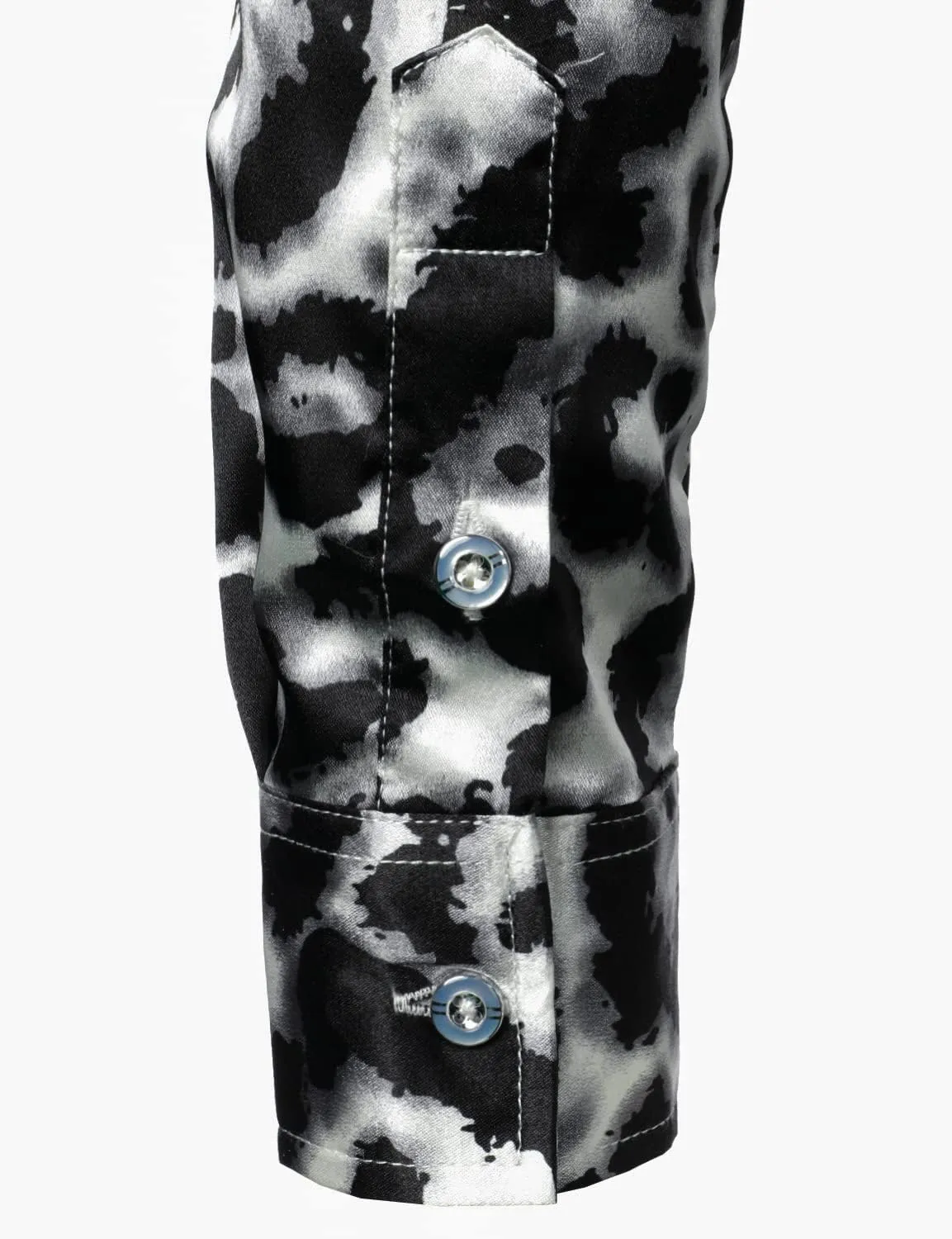 ZEROYAA Men's Hipster Fitted Silk Like Satin Dress Shirt Long Sleeve Button Down Printed Shirt for Party Prom