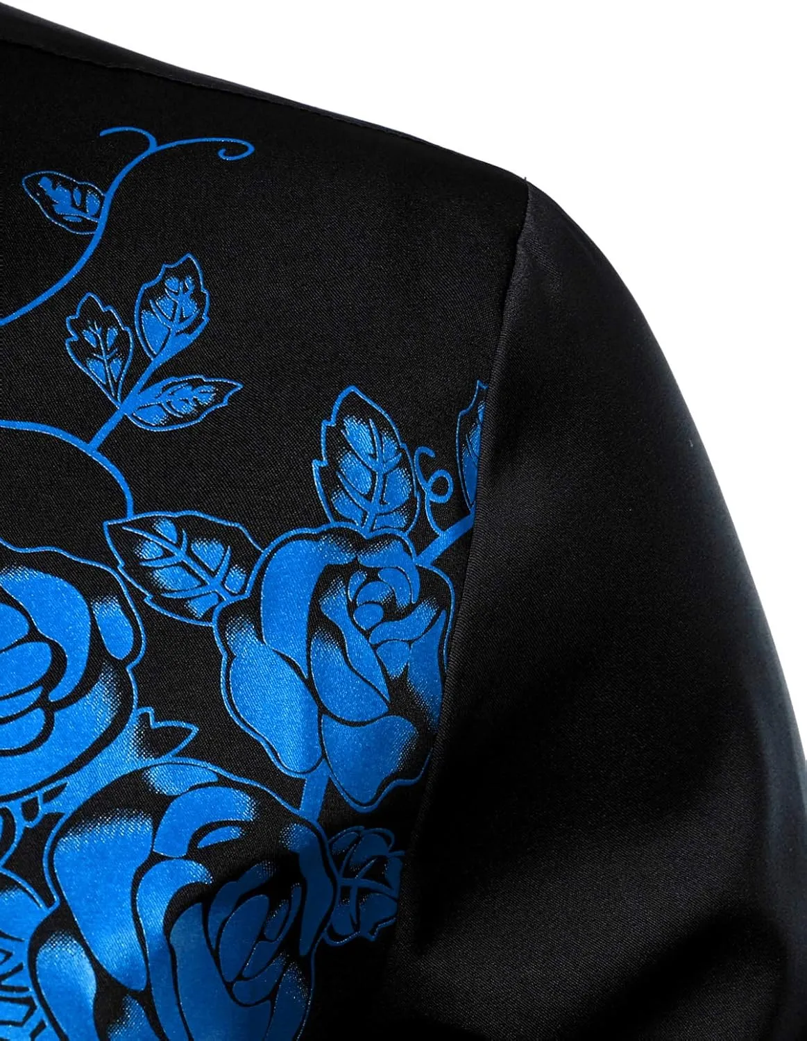 ZEROYAA Men's Hipster Rose Floral Printed Slim Fit Long Sleeve Button Up Party Dress Shirts