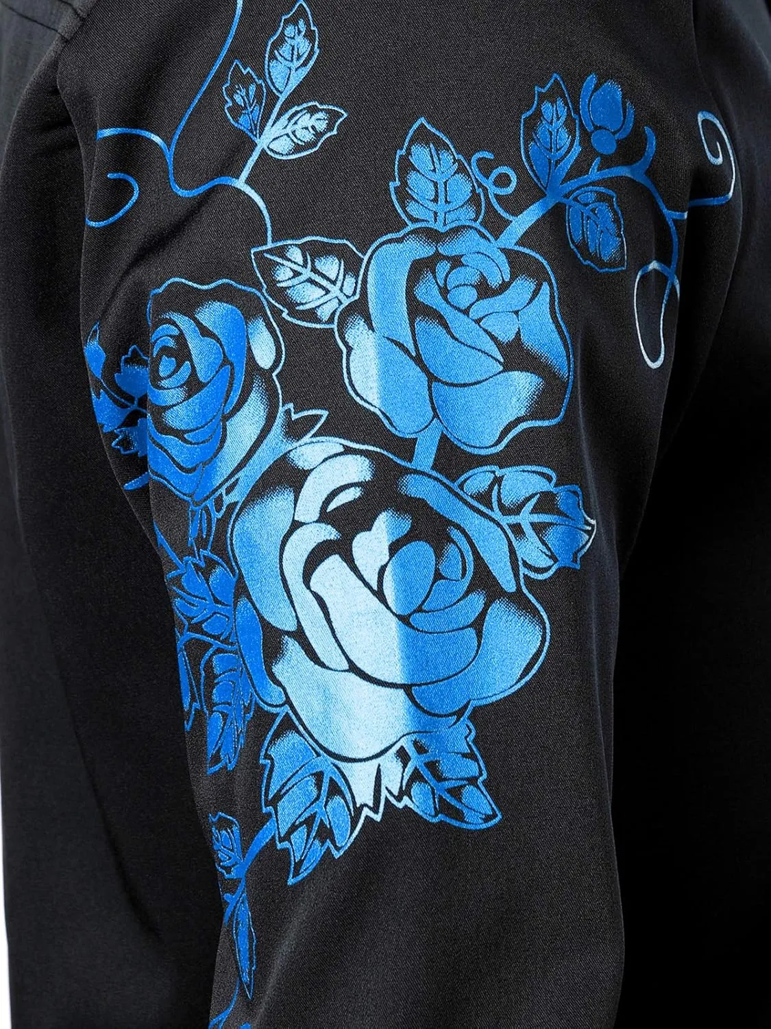 ZEROYAA Men's Hipster Rose Floral Printed Slim Fit Long Sleeve Button Up Party Dress Shirts