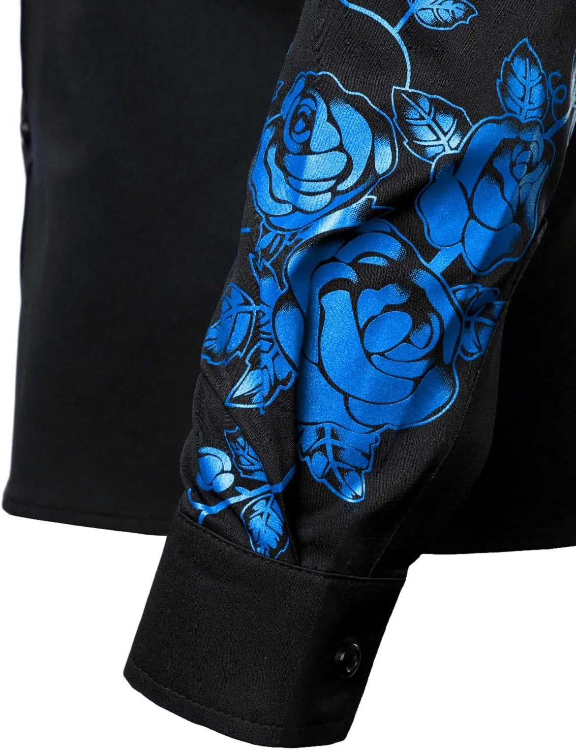 ZEROYAA Men's Hipster Rose Floral Printed Slim Fit Long Sleeve Button Up Party Dress Shirts