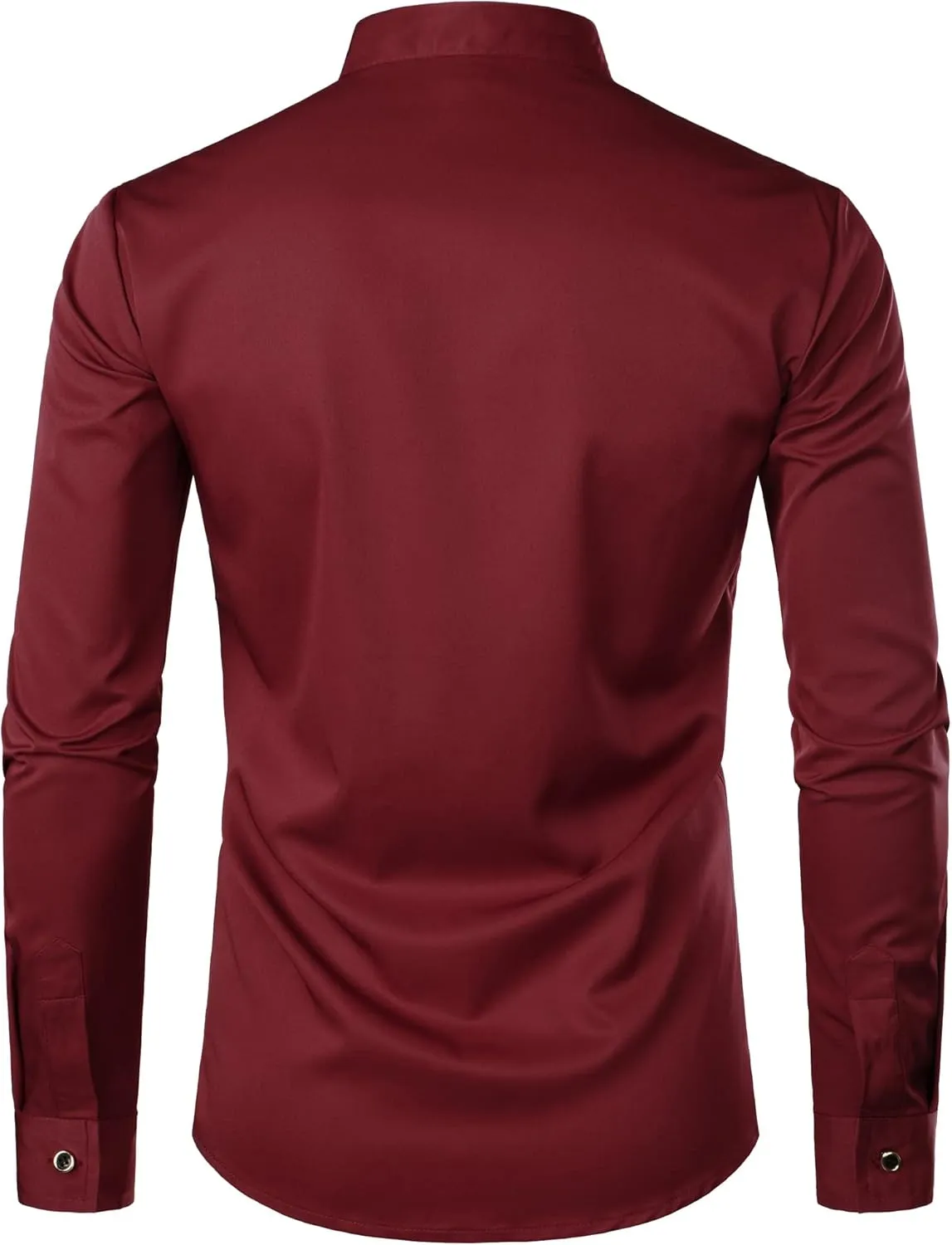 ZEROYAA Men's Luxury Gold Embroidery Design Slim Fit Long Sleeve Button Up Dress Shirts