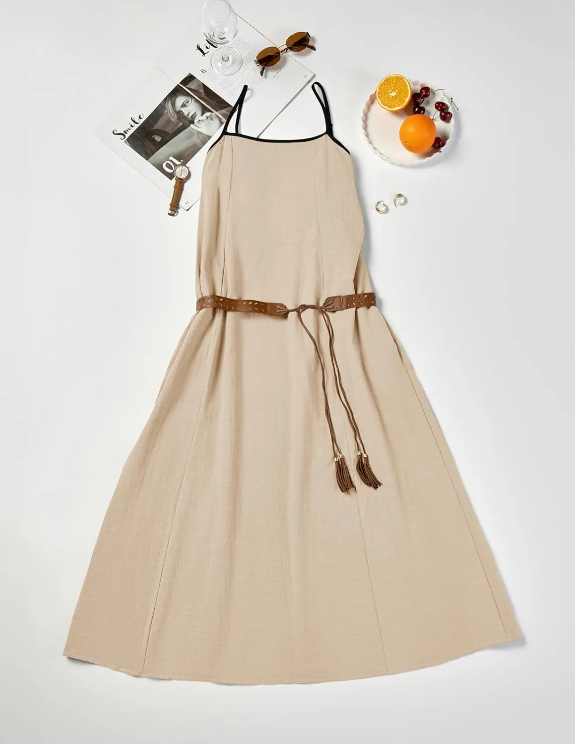 ZESICA Women's 2025 Summer Boho Sleeveless Maxi Dress Spaghetti Straps Casual Flowy A Line Beach Party Long Dresses