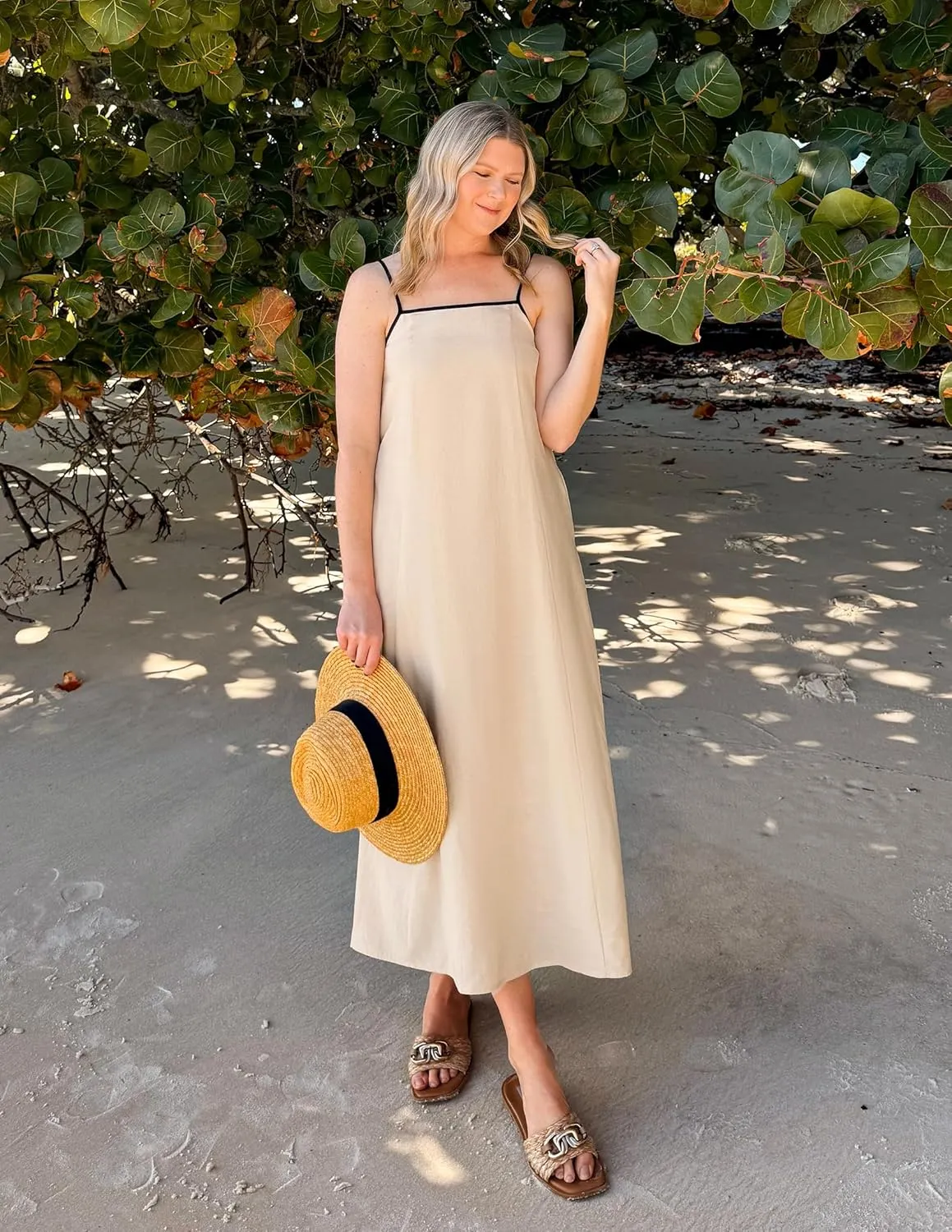 ZESICA Women's 2025 Summer Boho Sleeveless Maxi Dress Spaghetti Straps Casual Flowy A Line Beach Party Long Dresses