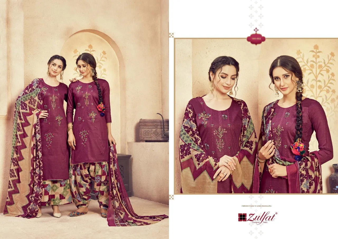 ZULFAT DESIGNER STUDIO JASHN-E-PATIALA JAM COTTON PRINT PATIYALA SUIT